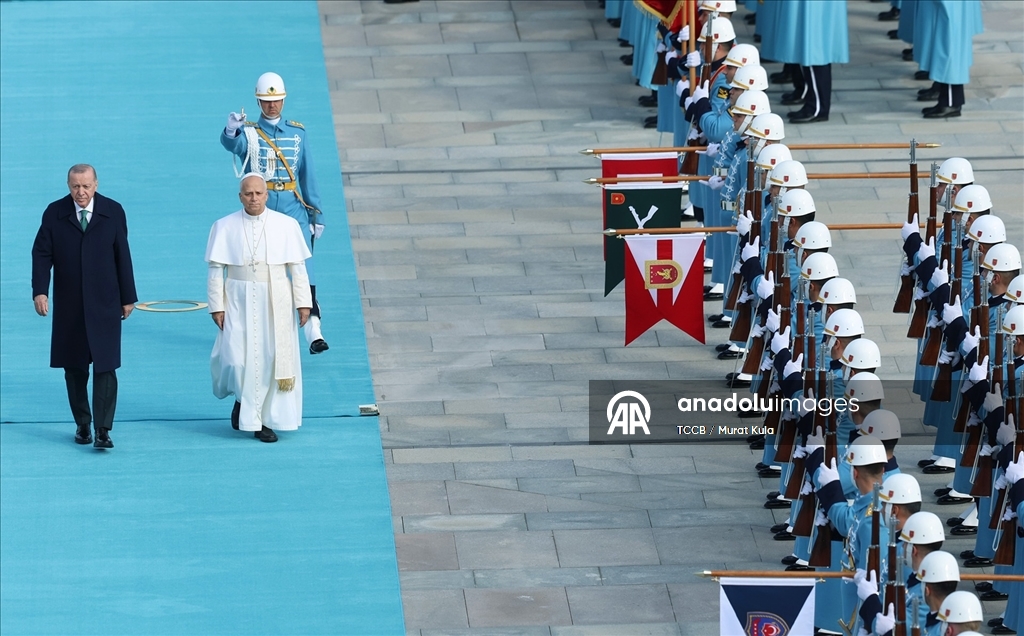Cumhurbaşkanı Erdoğan, Papa 14. Leo'yu resmi törenle karşıladı