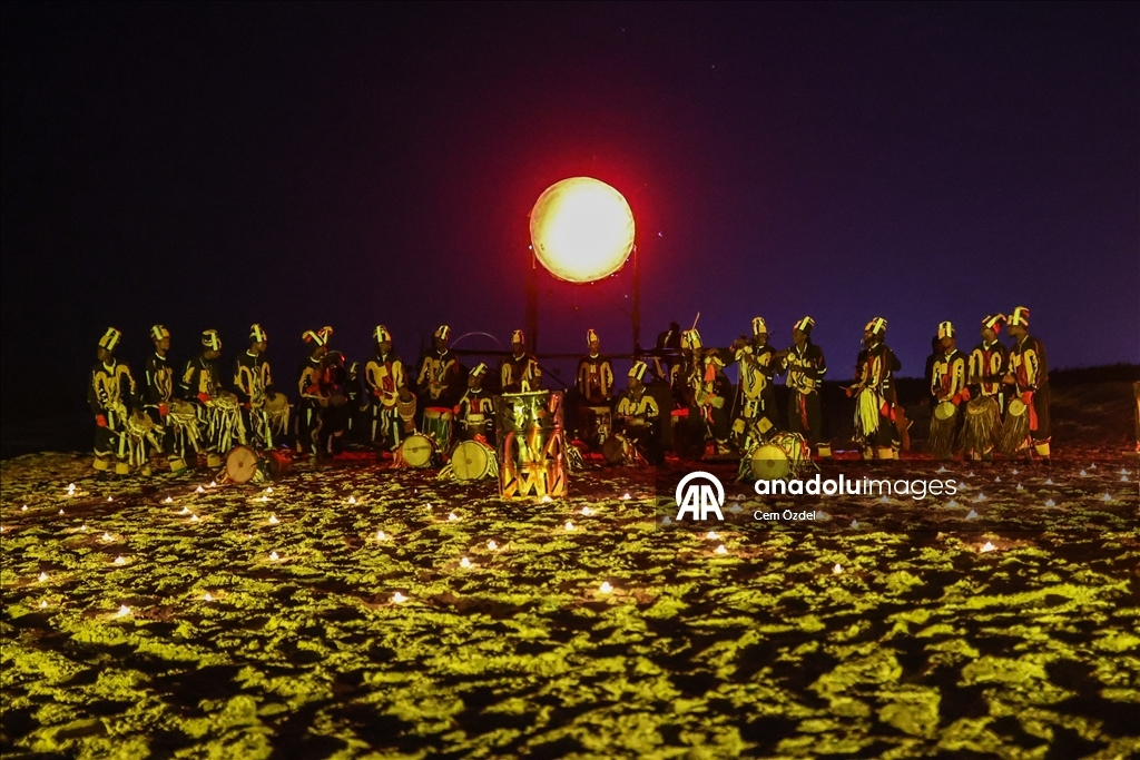Fire show on the oceanfront in Senegal