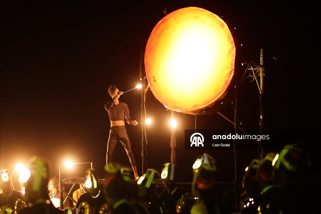 Fire show on the oceanfront in Senegal