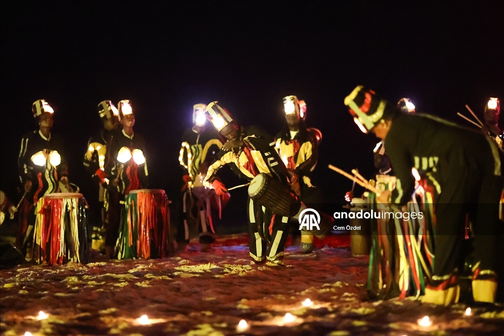 Fire show on the oceanfront in Senegal