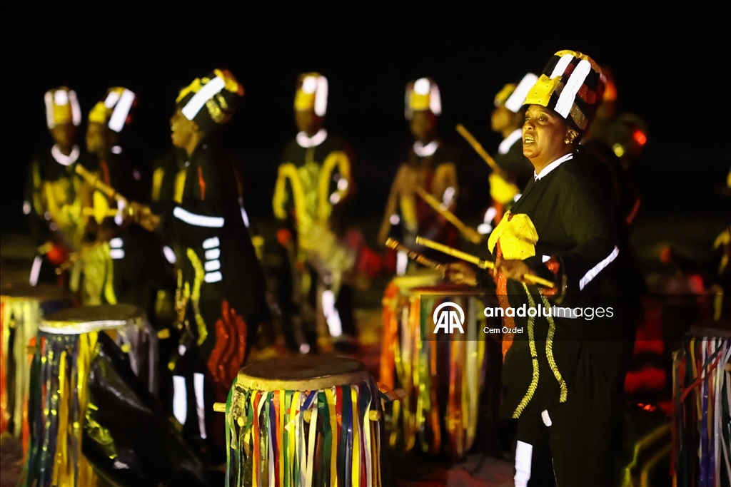 Fire show on the oceanfront in Senegal