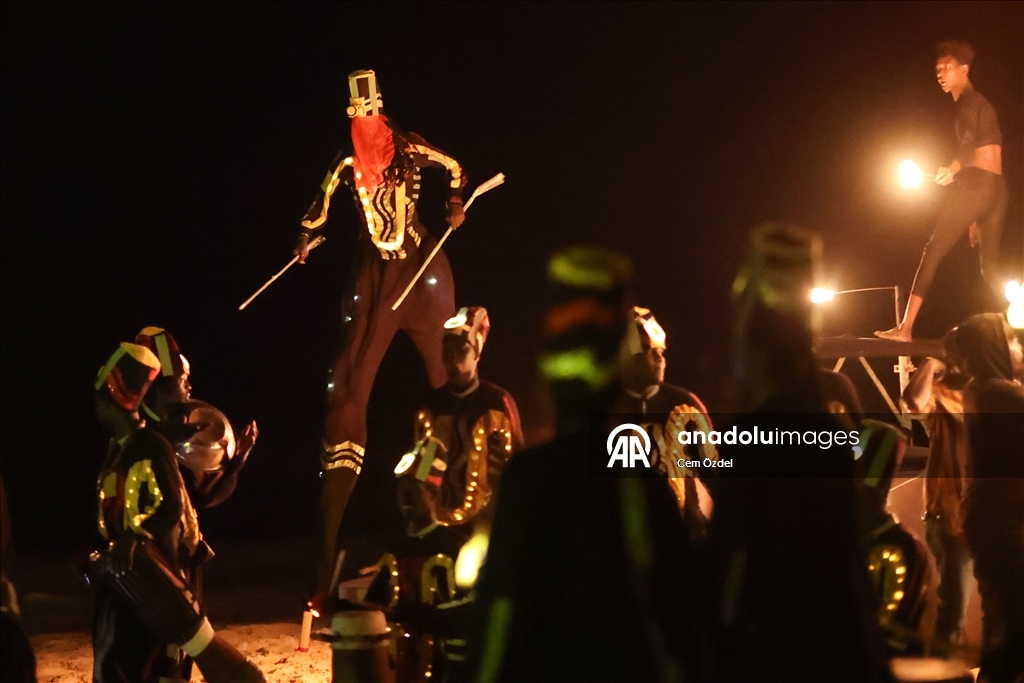 Fire show on the oceanfront in Senegal