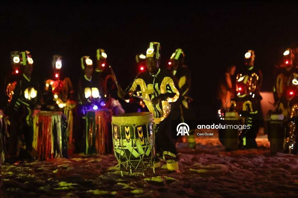 Fire show on the oceanfront in Senegal