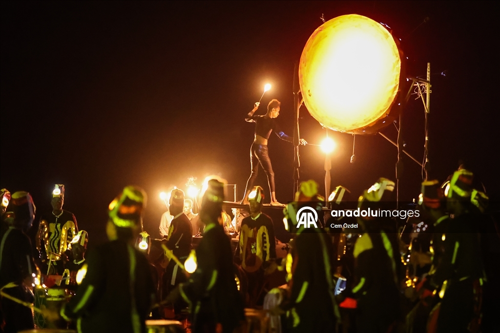 Fire show on the oceanfront in Senegal