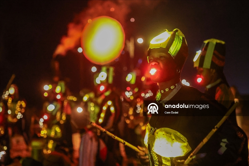 Fire show on the oceanfront in Senegal