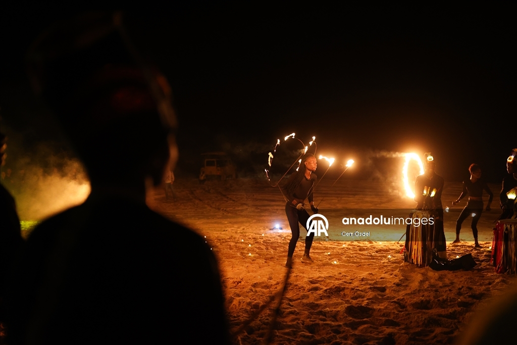 Fire show on the oceanfront in Senegal