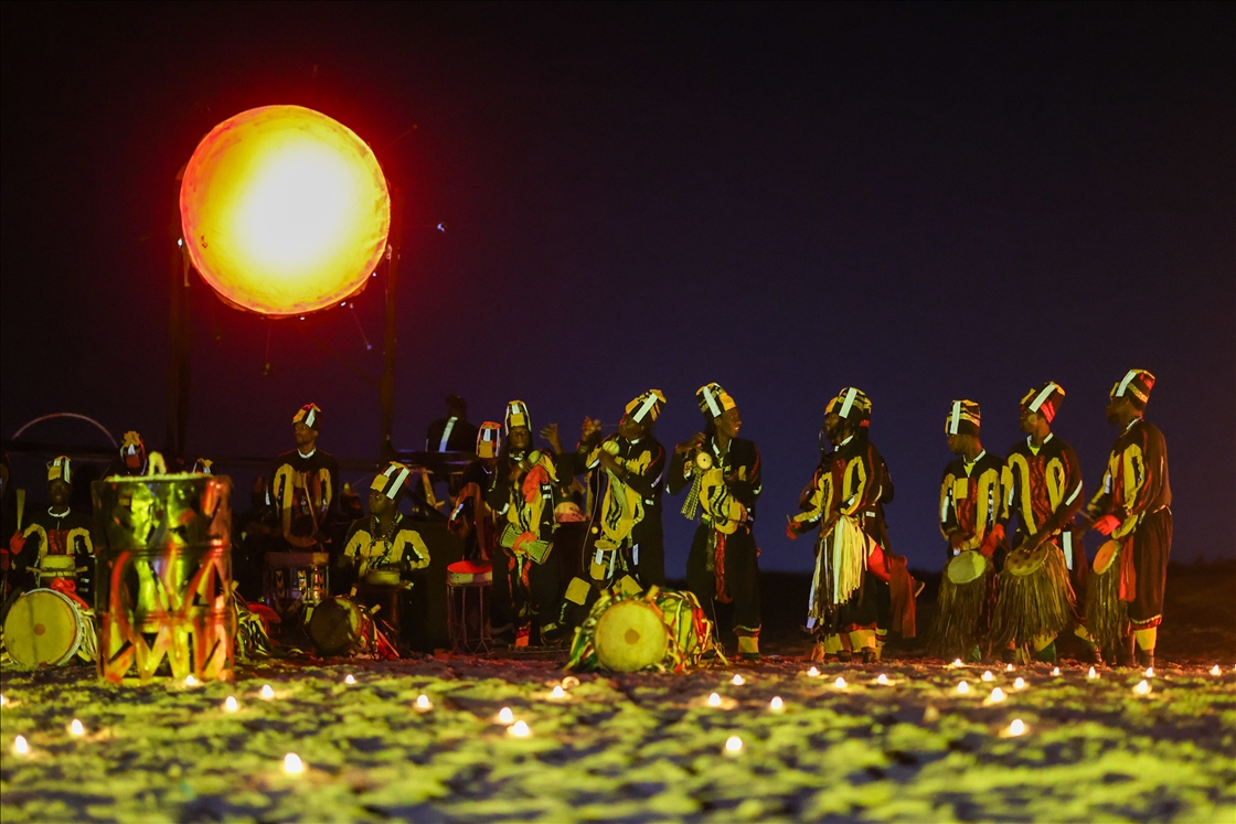 Fire show on the oceanfront in Senegal
