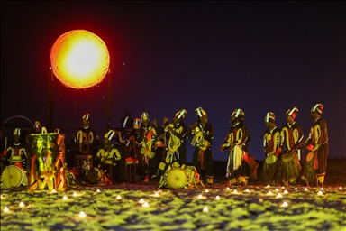 Fire show on the oceanfront in Senegal