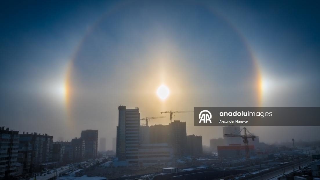 Sibirya’da eksi 30 derecede nadir görülen "halo" olayı izlendi