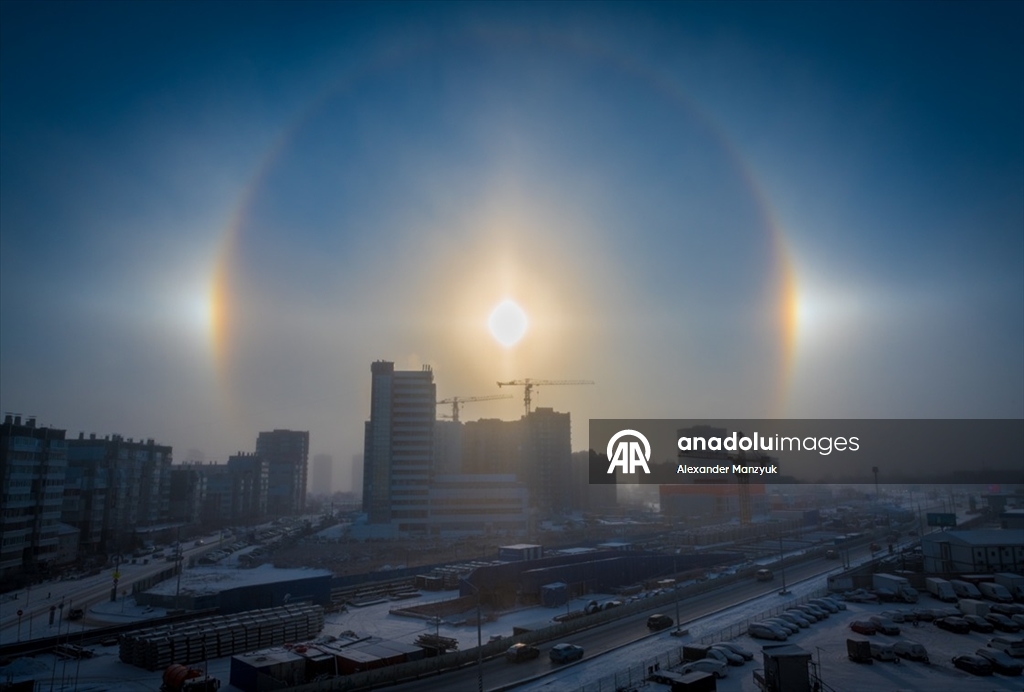 Sibirya’da eksi 30 derecede nadir görülen "halo" olayı izlendi