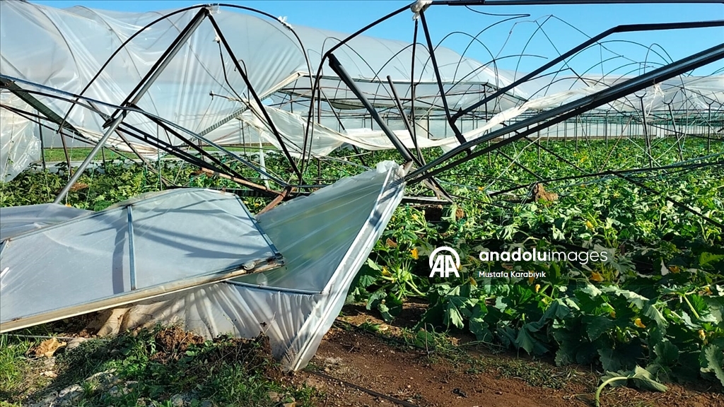 Antalya'nın Manavgat ilçesinde hortum nedeniyle 4 sera hasar gördü