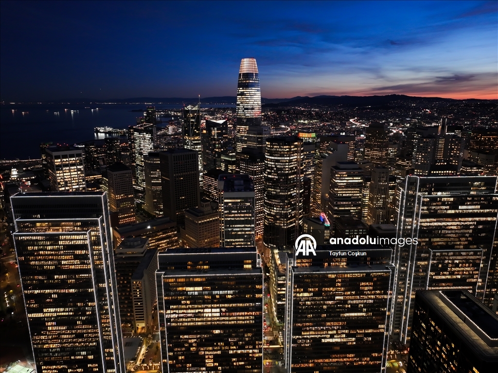 Scenic views after sunset in San Francisco