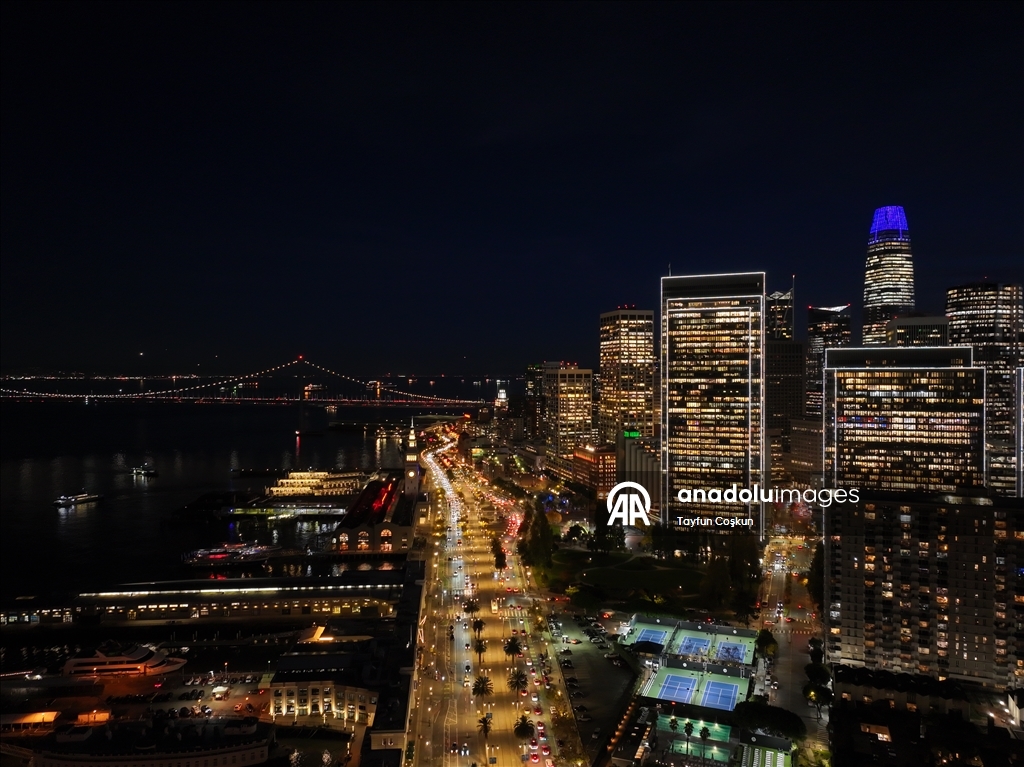 Scenic views after sunset in San Francisco