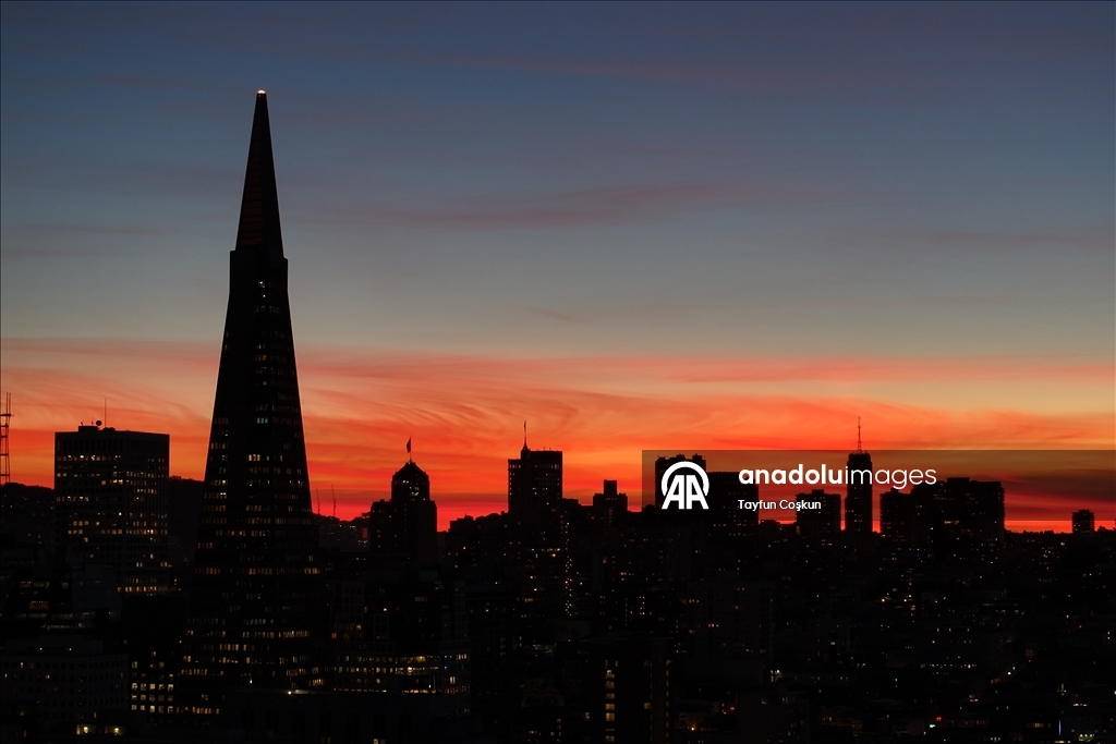 Scenic views after sunset in San Francisco