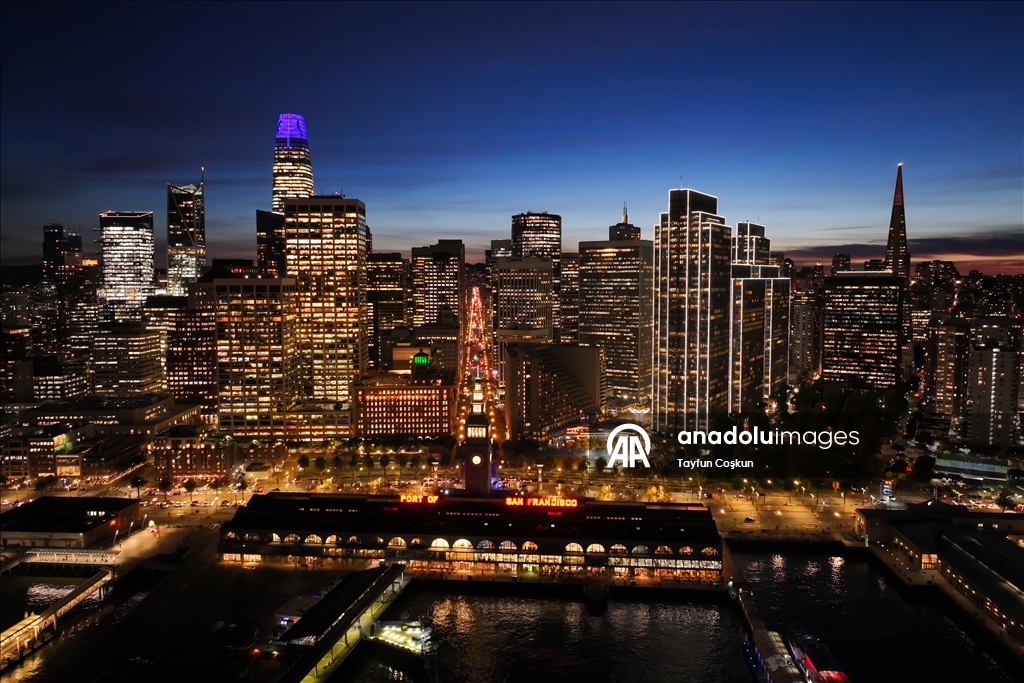 Scenic views after sunset in San Francisco