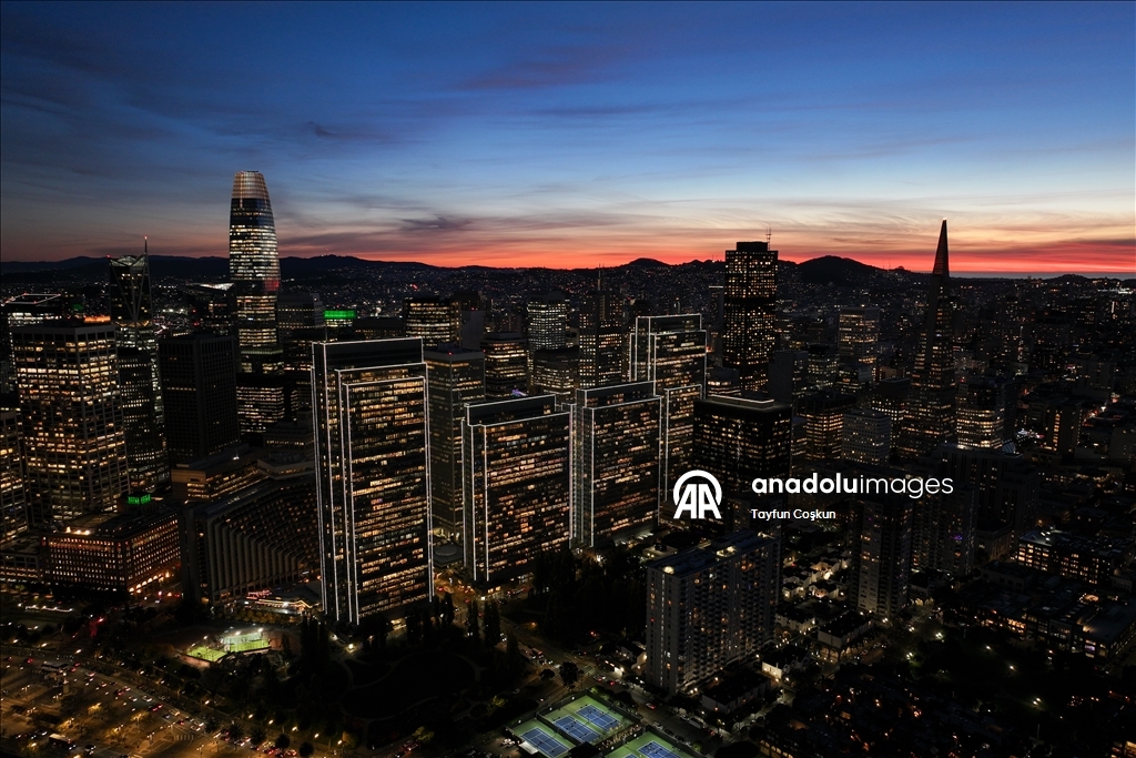 Scenic views after sunset in San Francisco
