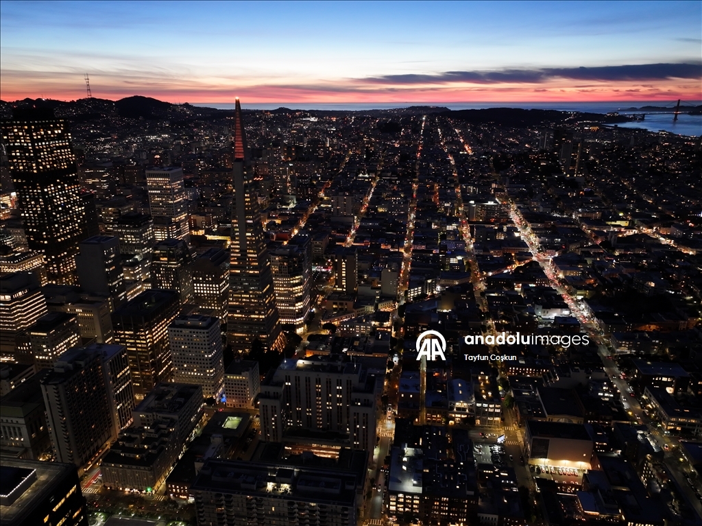 Scenic views after sunset in San Francisco