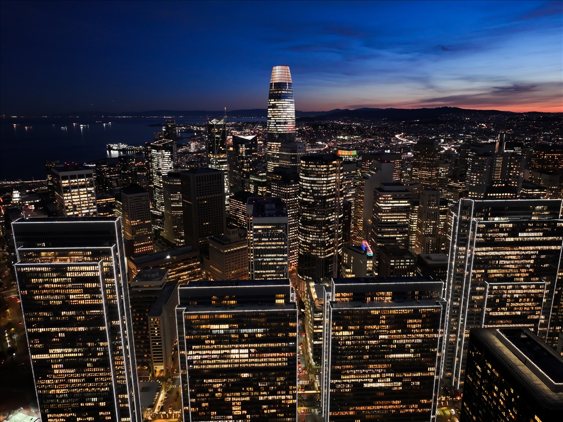 Scenic views after sunset in San Francisco