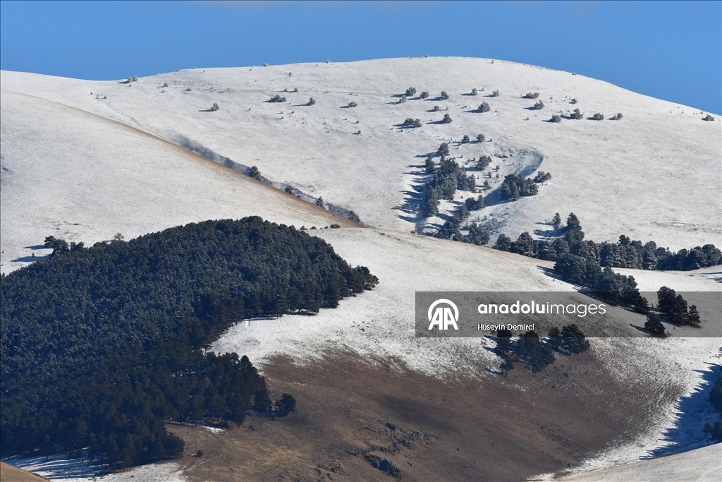 Kars'ta dağlar kar yağışıyla beyaza büründü