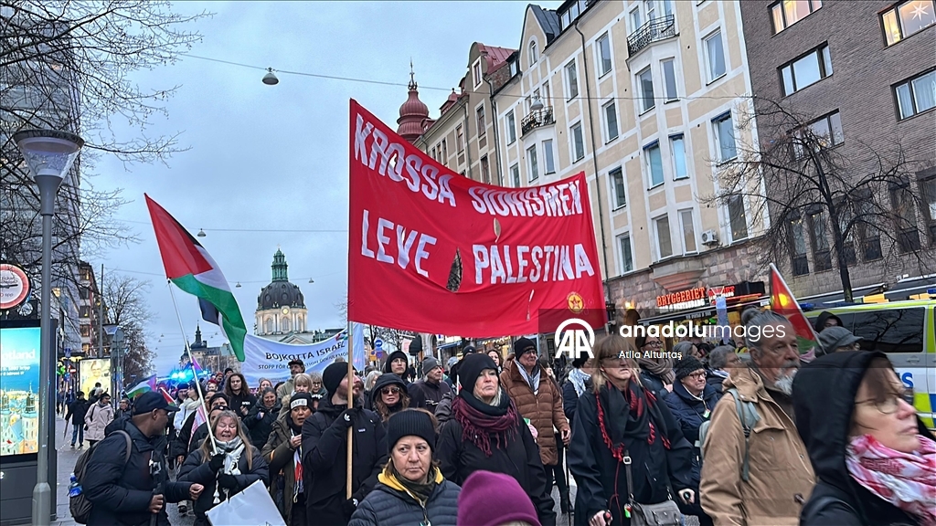 İsveç'te İsrail'in Gazze'ye devam eden saldırıları protesto edildi