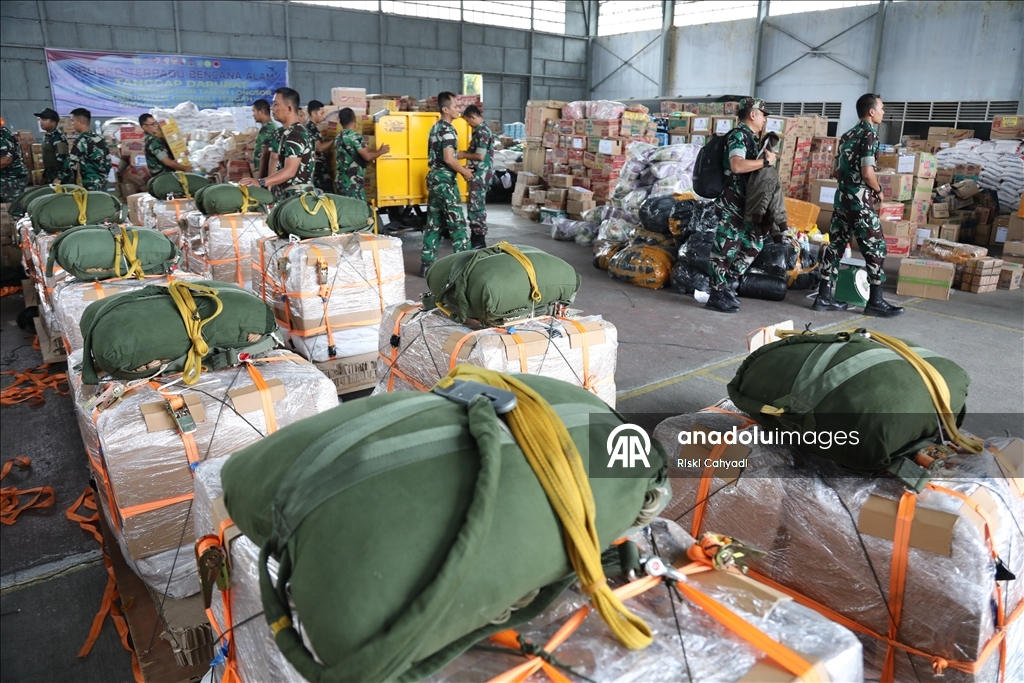 Indonesian National Armed Forces prepare aid for victims of flash floods and landslides in Indonesia