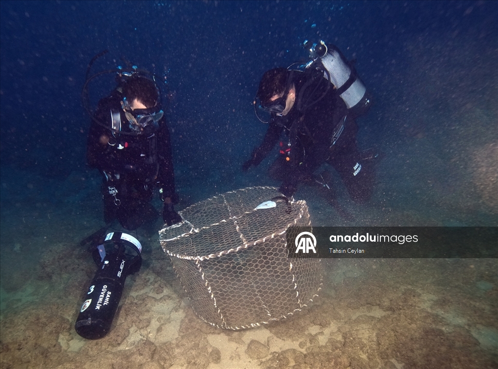 Doğu Akdeniz’de yasaklı av sepetleri denetimlerde tespit edilerek sudan çıkarıldı