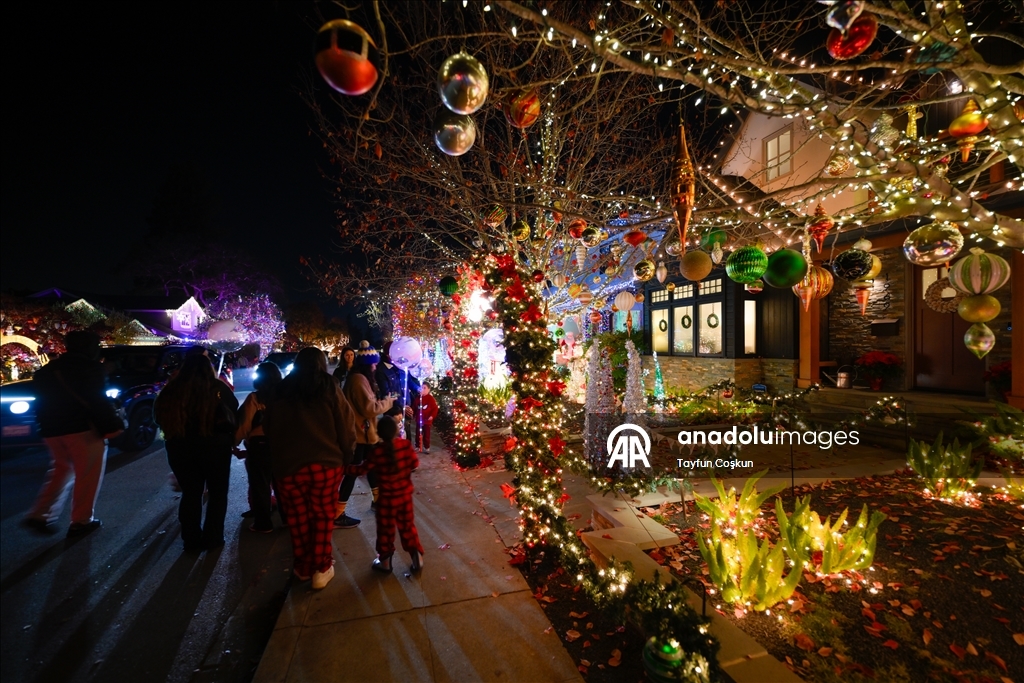 Город Сан-Карлос в Калифорнии украшен на фоне приближающегося Рождества