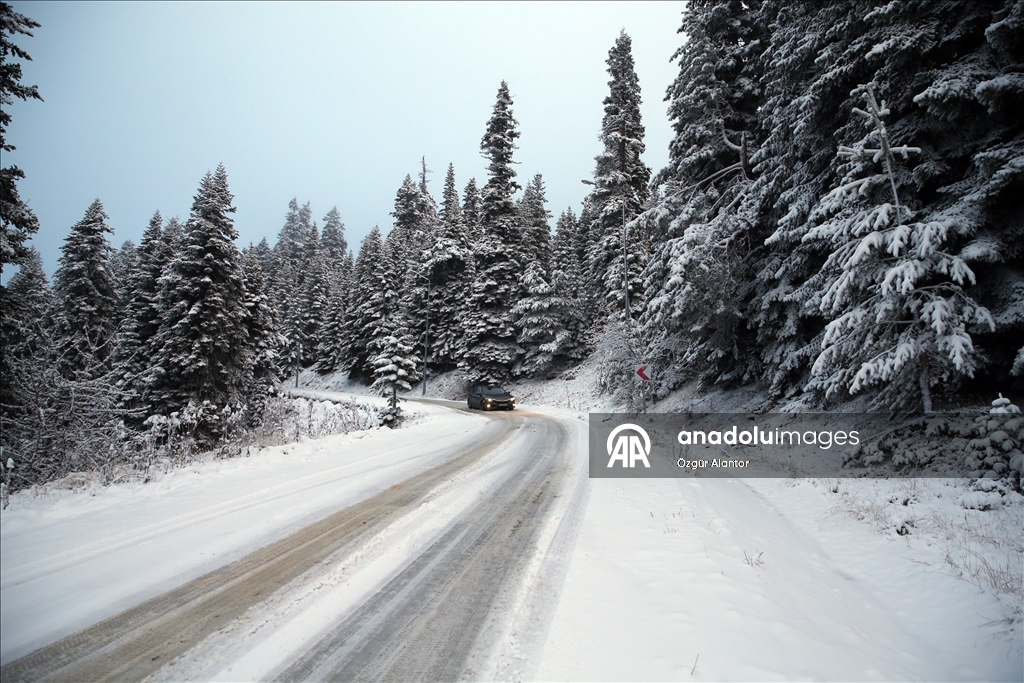 Ilgaz Dağı'nda kar ve sis etkili oldu