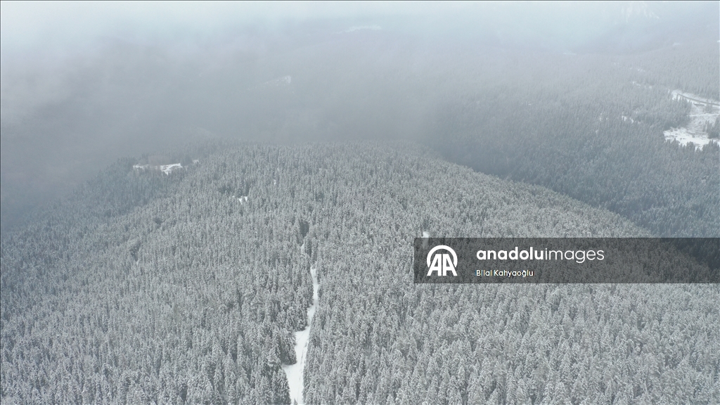 Yurduntepe Kayak Merkezi'nde kar yağışı etkili oldu