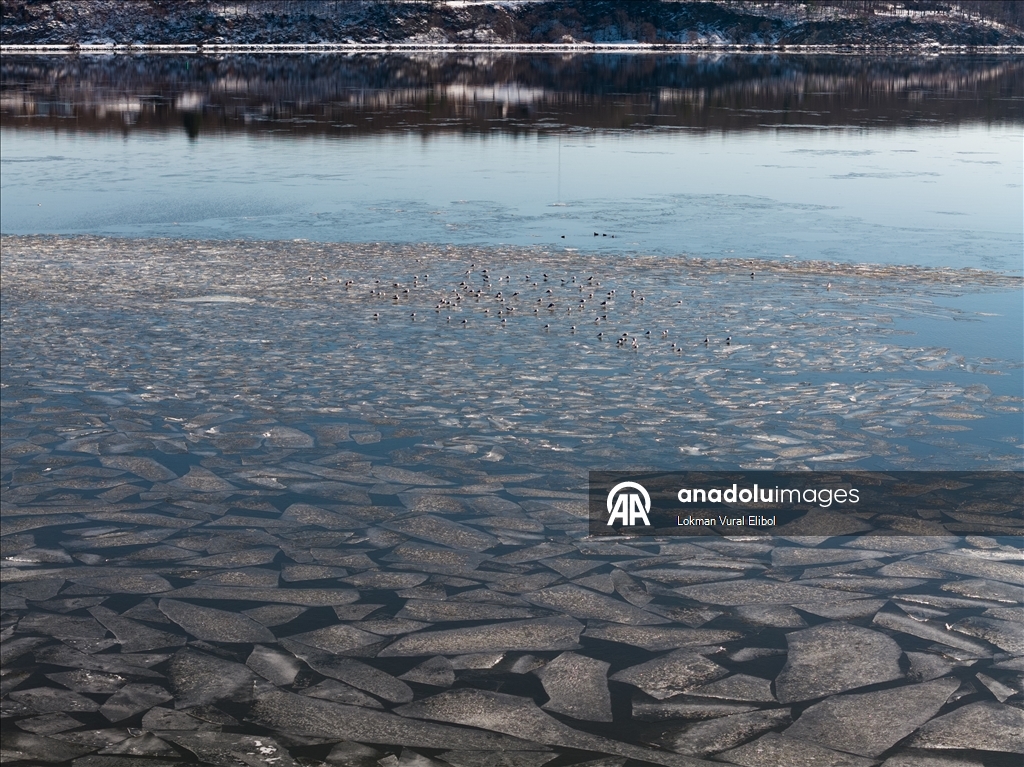 В Кингстоне река Гудзон покрылась льдом из-за сильных морозов