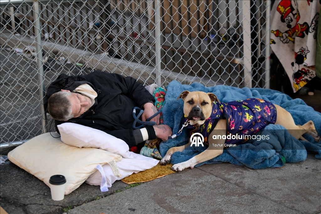 Бездомные люди живут на улицах Сан-Франциско, ежедневно сталкиваясь с суровыми условиями