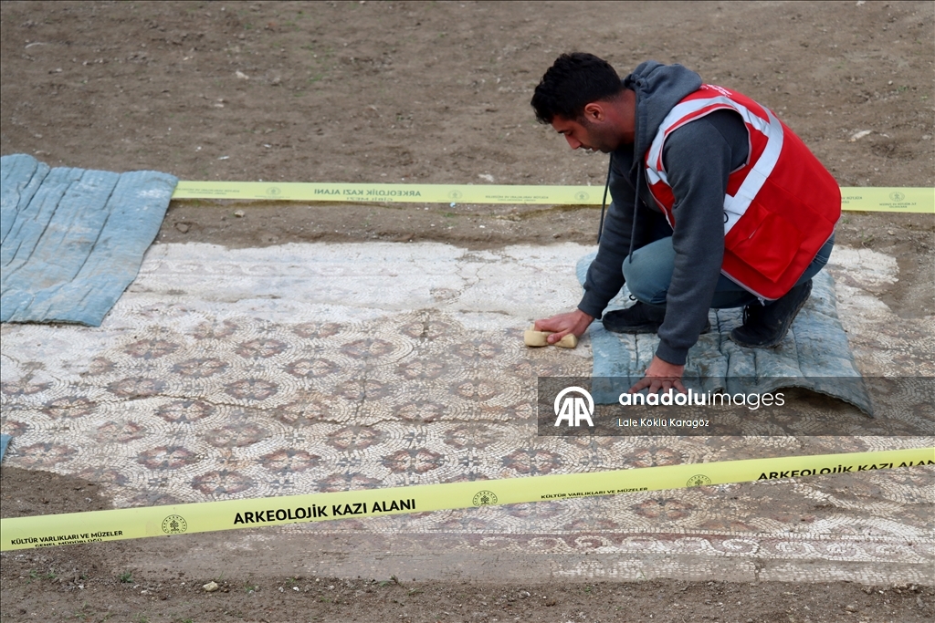 تركيا تستكمل استخراج فسيفساء تحمل نقوشا يونانية