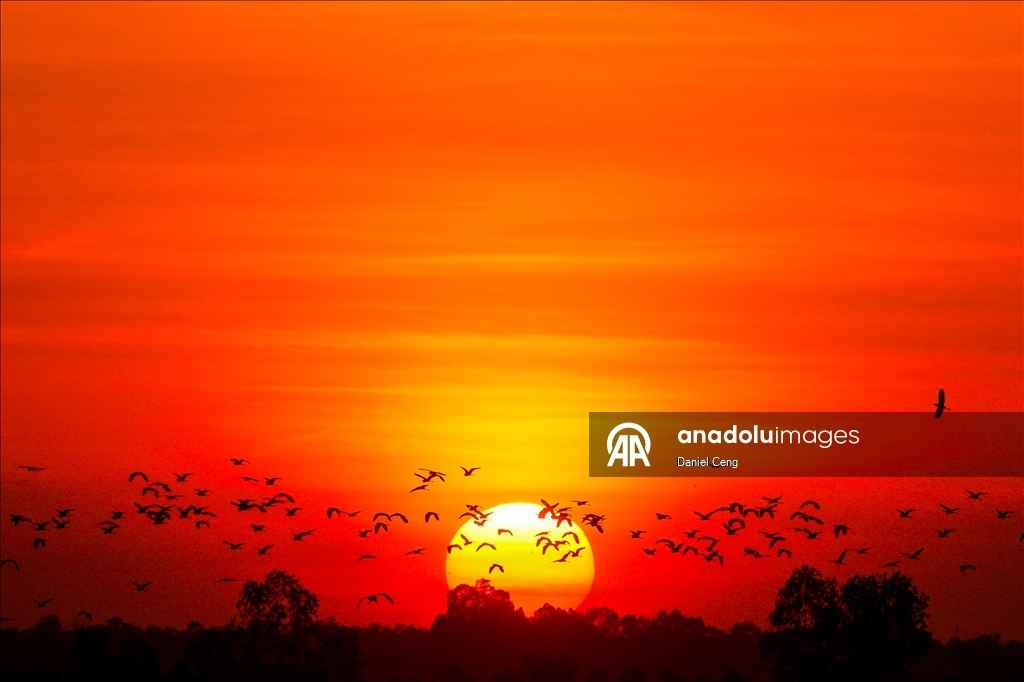 Kamboçya-Tayland ateşkes görüşmeleri sürerken Banteay Meanchey’de gün batımı görüntülendi 