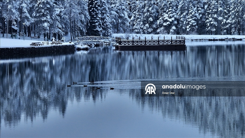 Плато Топук покрылось белым снежным покровом