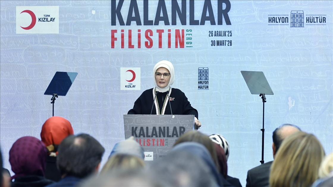 Emine Erdoğan, "Kalanlar" Filistin Sergisi'nin açılışında konuştu