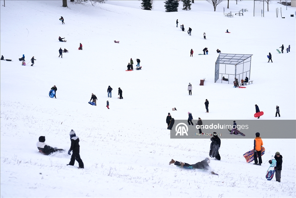 Жители Торонто заполнили городские парки после сильного снегопада