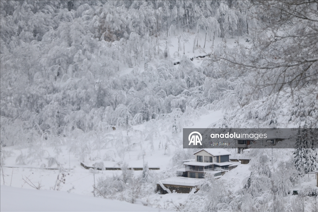 Sakarya'nın yüksek kesimlerinde kar yağışı etkili oluyor