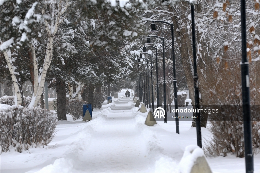 Erzurum'da kar yağışı ve soğuk hava etkili oluyor