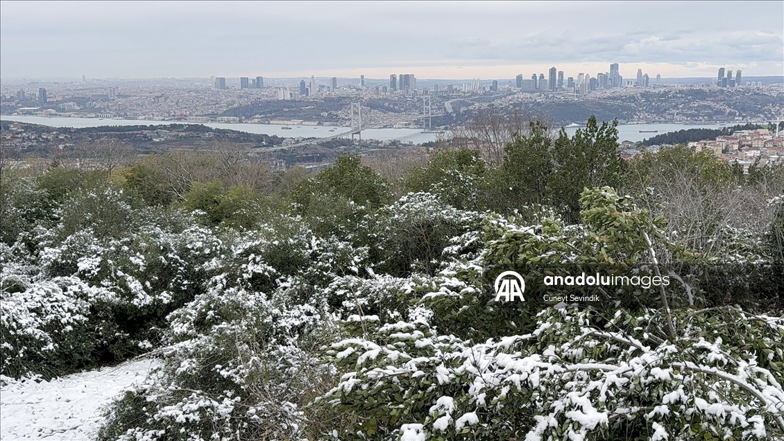 İstanbul'da kar yağışının etkisiyle bazı bölgeler beyaza büründü