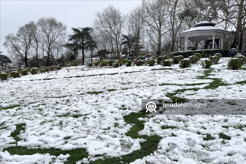 İstanbul'da kar yağışının etkisiyle bazı bölgeler beyaza büründü