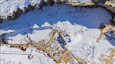 Dara Antik Kenti kar yağışıyla beyaza büründü