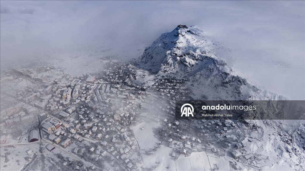 Şebinkarahisar'da kar ve sis