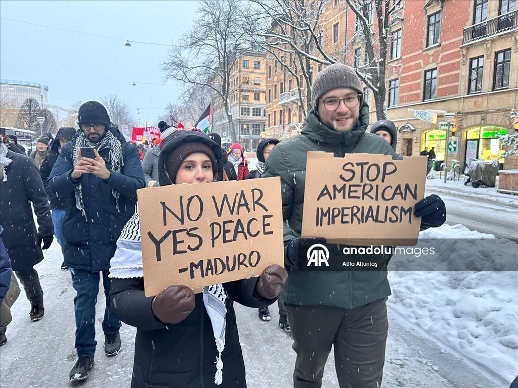 İsveç'te ABD'nin Venezuela'ya, İsrail'in Gazze'ye saldırıları protesto edildi