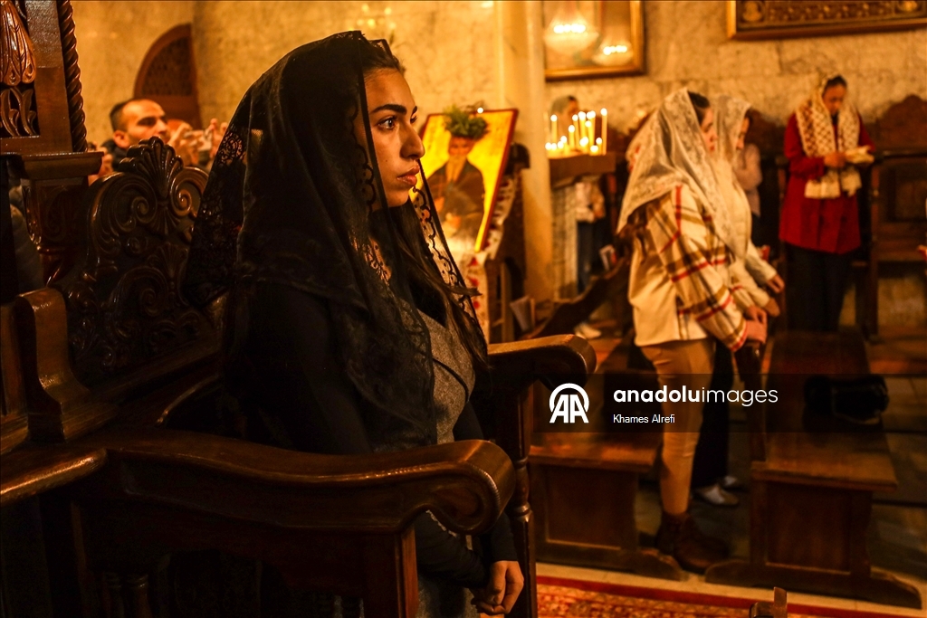 Рождественская служба православных христиан в Газе