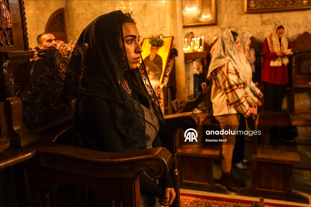 Рождественская служба православных христиан в Газе