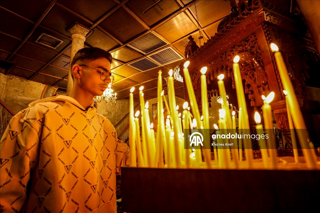 Рождественская служба православных христиан в Газе