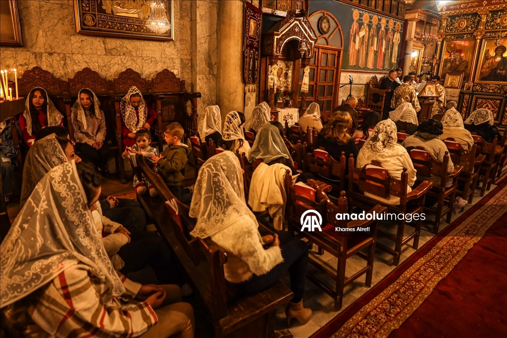 Рождественская служба православных христиан в Газе