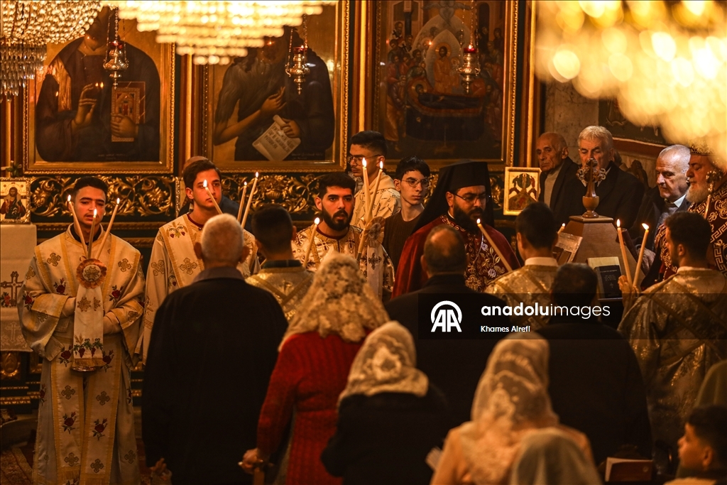 Рождественская служба православных христиан в Газе