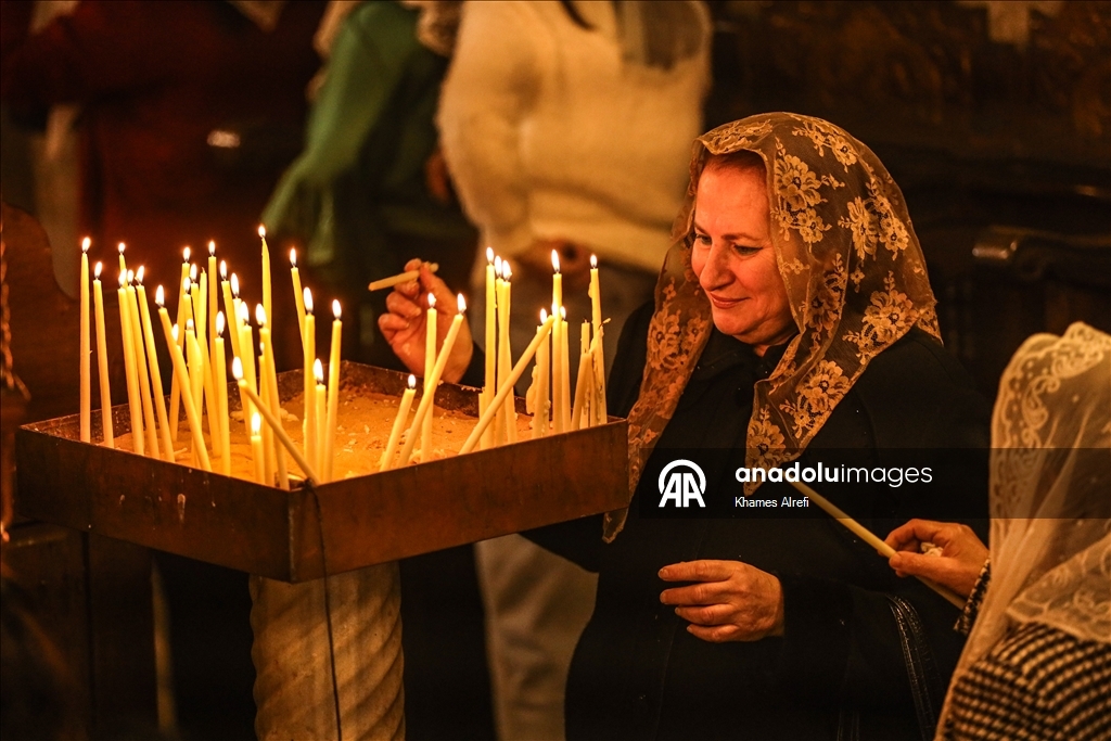 Рождественская служба православных христиан в Газе