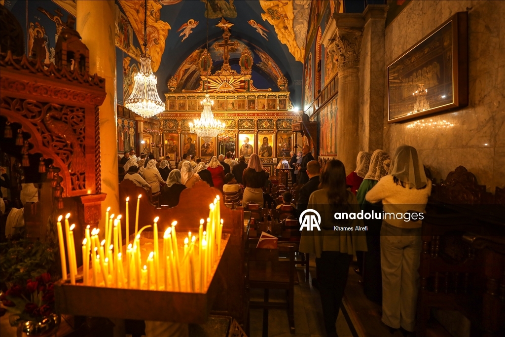 Рождественская служба православных христиан в Газе